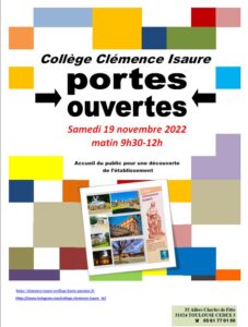19 novembre 2022 : JPO Collège Clémence Isaure