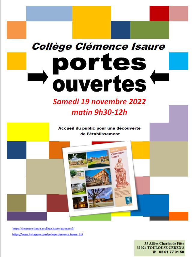 19 novembre 2022 : JPO Collège Clémence Isaure